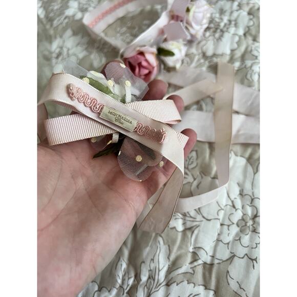 Monnalisa girls floral corsage bracelet headband wedding boho set main image 16